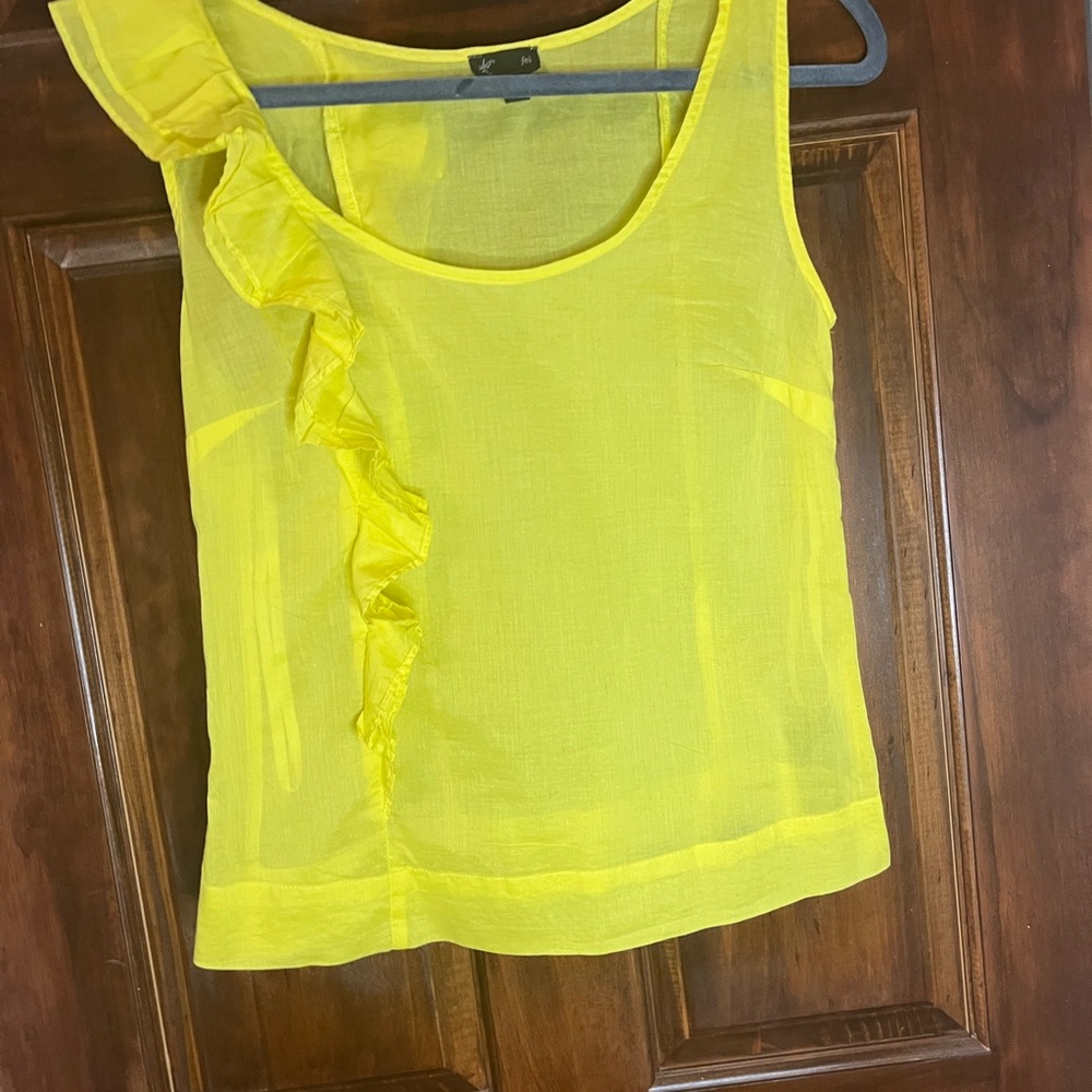 Anthropologie Yellow Ruffle Short Sleeve Top Fei